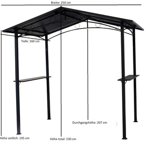 Gartenpavillon Toulouse 2,5x1,6m Stahl Dunkelgrau