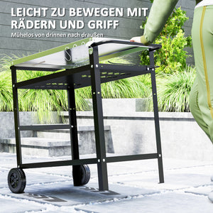 Grillwagen BBQ Servierwagen mit Arbeitsfläche und Rädern Edelstahl