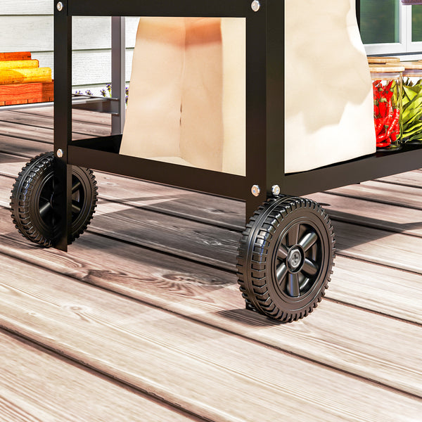 Grillwagen BBQ Servierwagen mit Arbeitsfläche und Rädern Edelstahl
