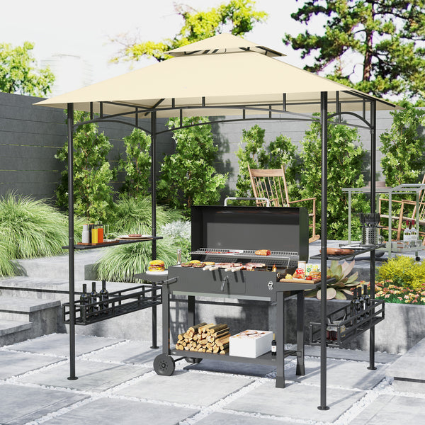 Grillzelt mit Ablagen und Haken für Garten oder Terrasse beige