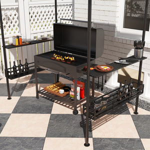 Grillzelt mit Ablagen und Haken für Garten oder Terrasse beige