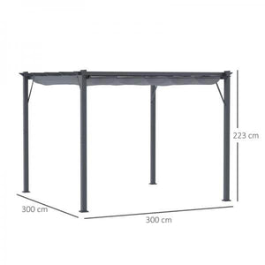 Pavillon Pergola mit Schiebedach Alu Grau 3 x 3 m