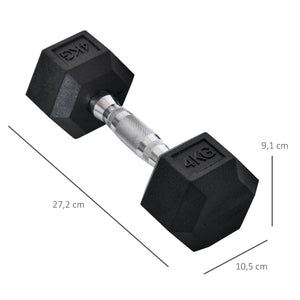 Gummihantel Hexagon-Kurzhanteln 2x 4kg schwarz