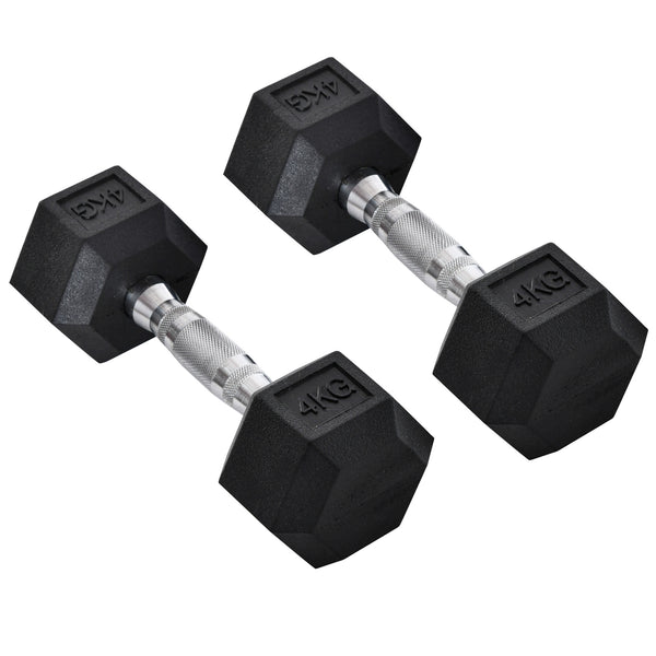 Gummihantel Hexagon-Kurzhanteln 2x 4kg schwarz