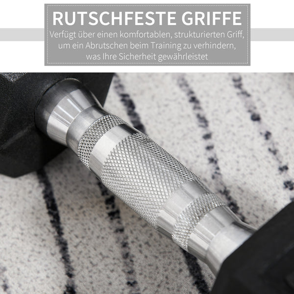 Gummihantel Hexagon-Kurzhanteln 2x 8kg schwarz