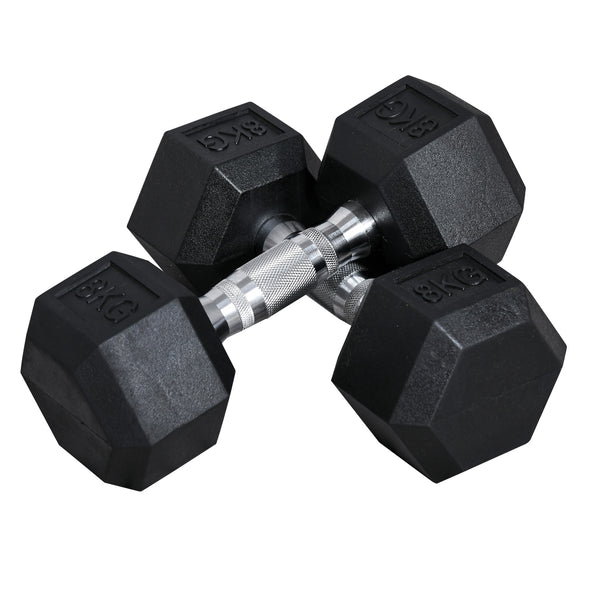 Gummihantel Hexagon-Kurzhanteln 2x 8kg schwarz