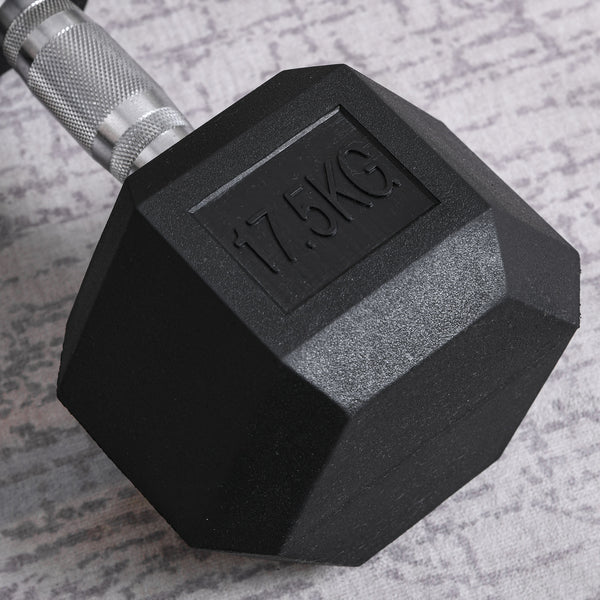 Gummihanteln Hexagon 175kg für Krafttraining Schwarz