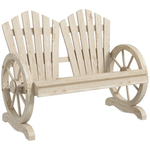 Gartenbank, Wagenrad-Design, für 2 Personen, Naturholz