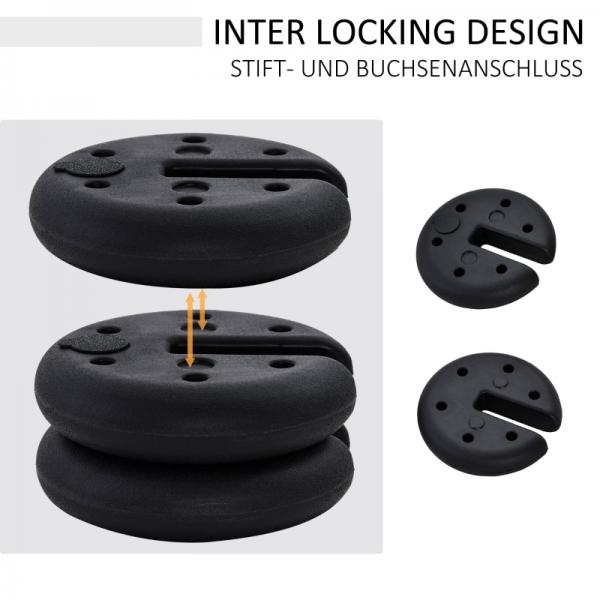 4 tlg. Pavillon Standfuss Gewicht Partyzelt Pavillongewicht befüllbar bis 5 kg HDPE-Kunststoff Schwarz Ø25 x 6 cm