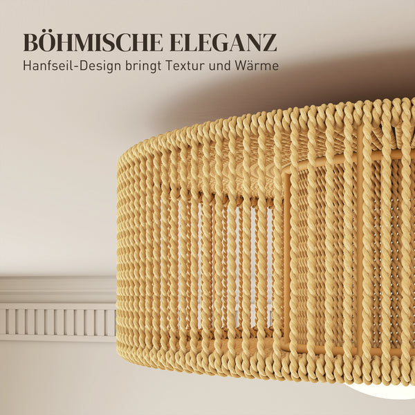 Deckenleuchte Hängelampe Boho rund mit Hanfseil LED geeignet