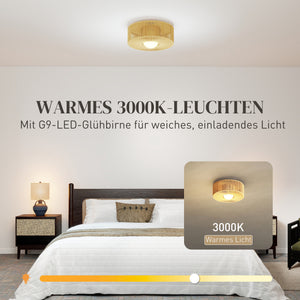 Deckenleuchte Hängelampe Boho rund mit Hanfseil LED geeignet