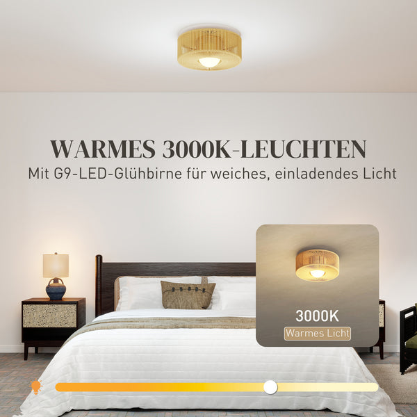 Deckenleuchte Hängelampe Boho rund mit Hanfseil LED geeignet