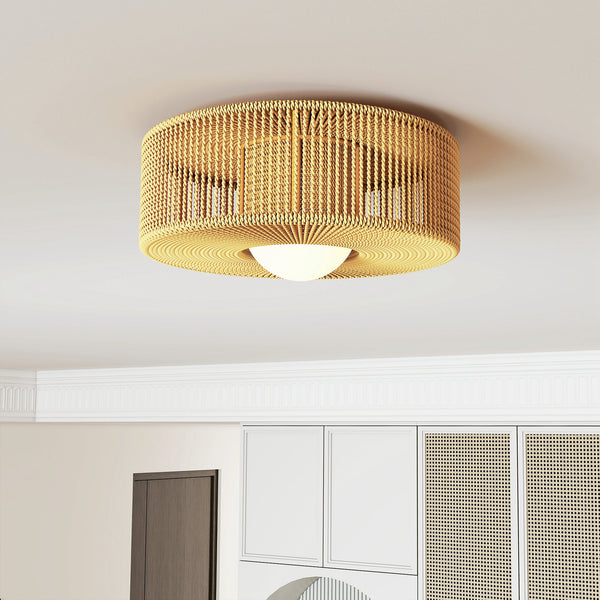 Deckenleuchte Hängelampe Boho rund mit Hanfseil LED geeignet