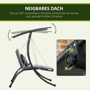Hängeliege mit verstellbarem Dach und Auflage dunkelgrau