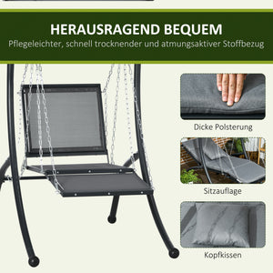 Hängeliege mit verstellbarem Dach und Auflage dunkelgrau