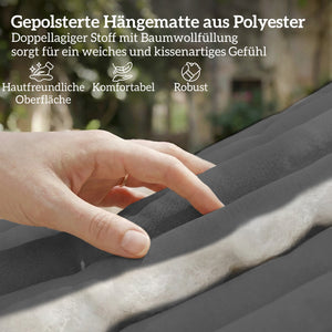 Hängematte Outdoor mit Kopfstütze und Holzstäben 200x140cm