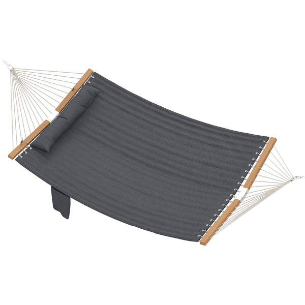 Hängematte Outdoor mit Kopfstütze und Holzstäben 200x140cm