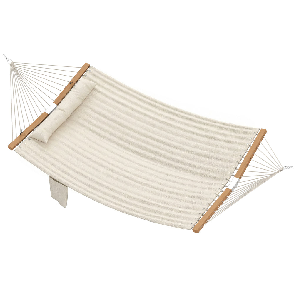 Hängematte Outdoor mit Kopfstütze und Holzstäben 200x140cm