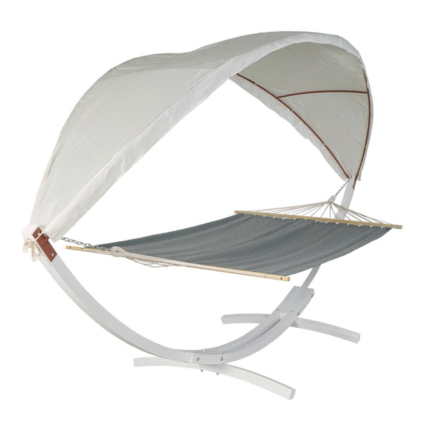 Hängematte mit Gestell FSC-zertifiziert 420cm weiss, grau