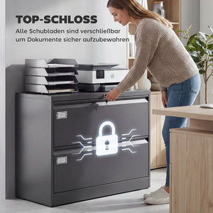 Hängeregisterschrank Rollcontainer abschliessbar mit Schubladen und Hängeregistratur schwarz