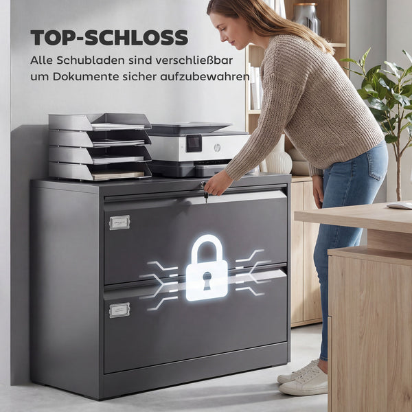 Hängeregisterschrank Rollcontainer abschliessbar mit Schubladen und Hängeregistratur schwarz