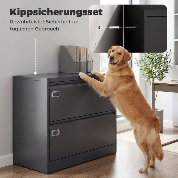 Hängeregisterschrank Rollcontainer abschliessbar mit Schubladen und Hängeregistratur schwarz