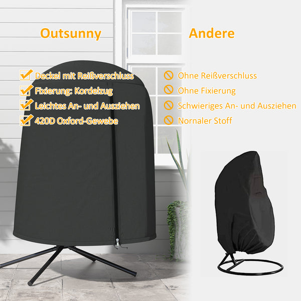 Hängesessel-Abdeckung wasserdicht mit UV-Schutz Ø128x190cm Schwarz