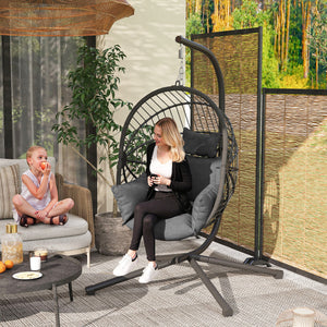 Hängesessel Egg Chair Outdoor mit Polster für Garten Balkon grau