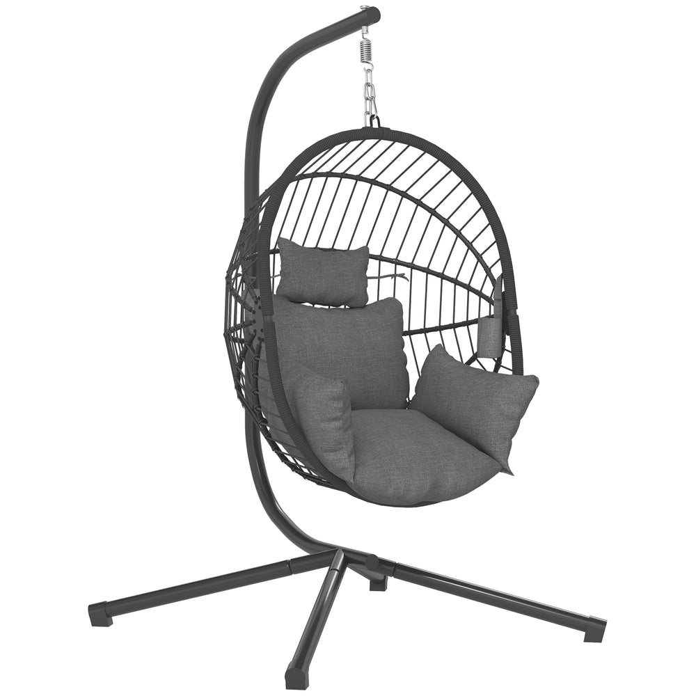 Hängesessel Egg Chair Outdoor mit Polster für Garten Balkon grau