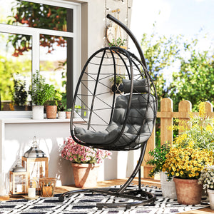 Hängesessel Outdoor wetterfest Ei-Form mit Polster für Garten