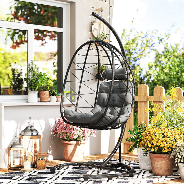 Hängesessel Outdoor wetterfest Ei-Form mit Polster für Garten