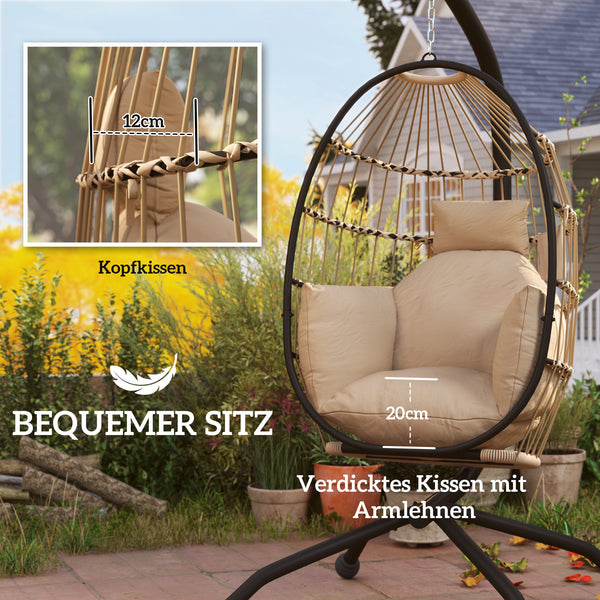 Hängesessel Outdoor faltbar mit Ständer und Kissen