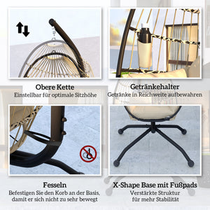 Hängesessel Outdoor faltbar mit Ständer und Kissen