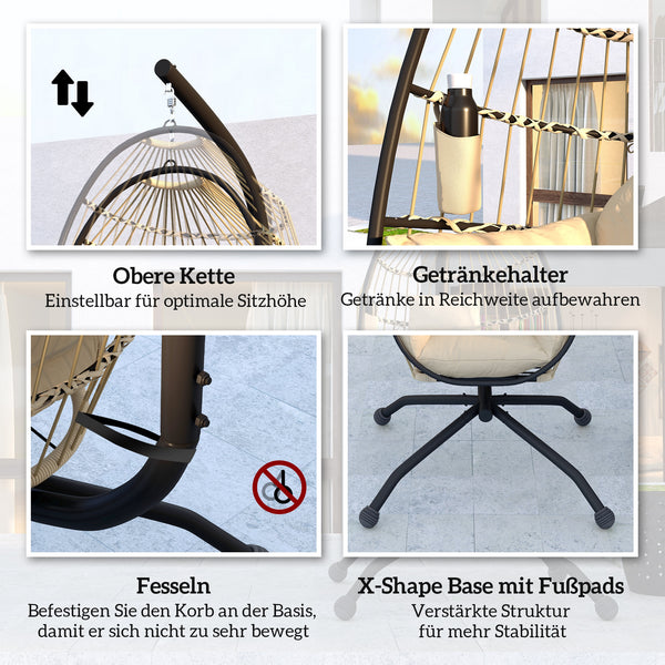 Hängesessel Outdoor faltbar mit Ständer und Kissen