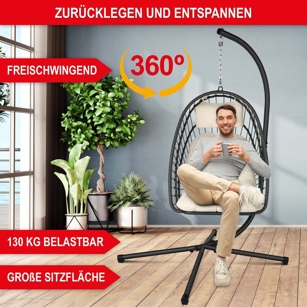 Hängesessel Rattan-Optik drehbar wetterfest & klappbar