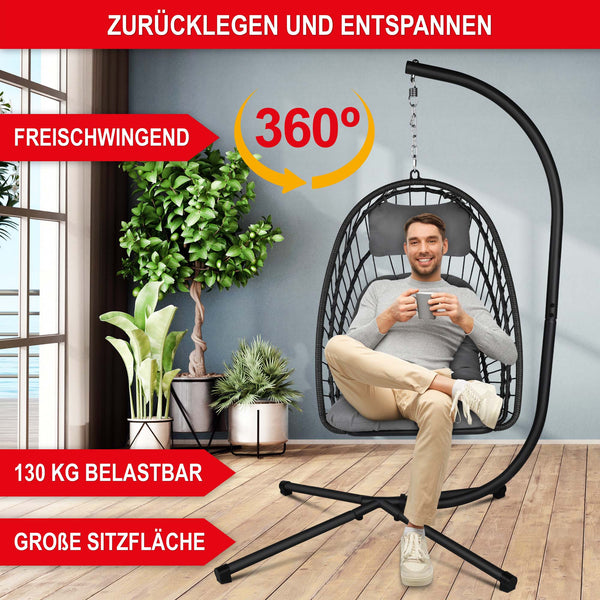 Hängesessel Rattan-Optik drehbar wetterfest & klappbar