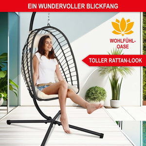 Hängesessel Rattan-Optik drehbar wetterfest & klappbar