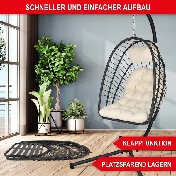 Hängesessel Rattan-Optik drehbar wetterfest & klappbar