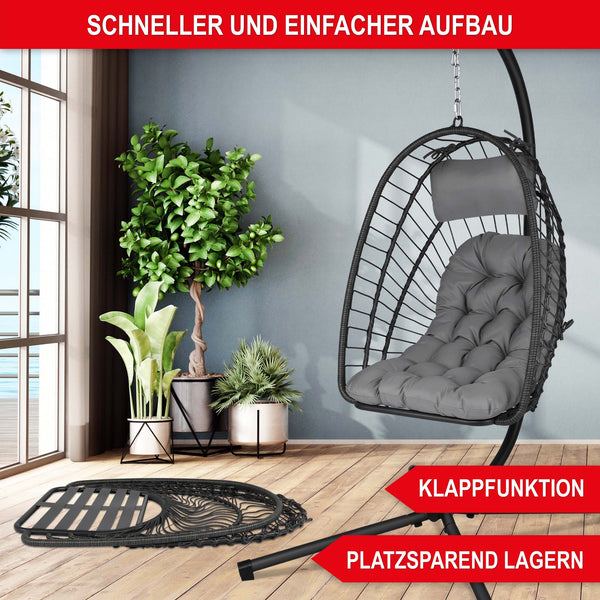 Hängesessel Rattan-Optik drehbar wetterfest & klappbar