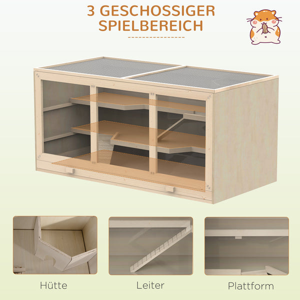 Hamsterkäfig 115x57x55cm Naturholz