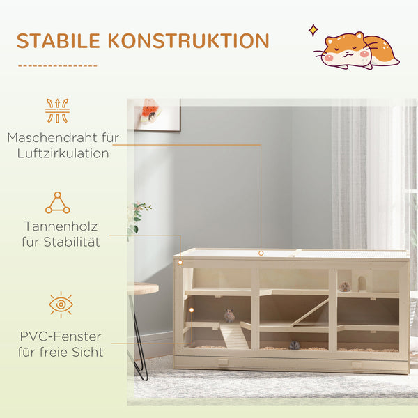 Hamsterkäfig 115x57x55cm Naturholz