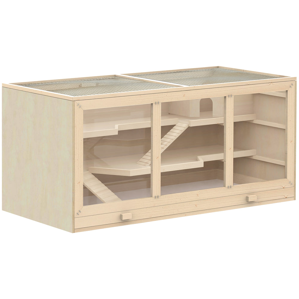 Hamsterkäfig 115x57x55cm Naturholz