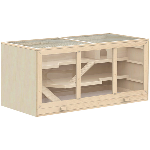 Hamsterkäfig 115x57x55cm Naturholz