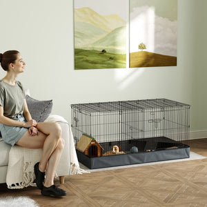 Hamsterkäfig 2-in-1 mit Rampe und Stoffboden schwarz