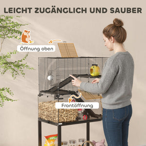 Hamsterkäfig mit 3 Ebenen und Zubehör für Kleintiere