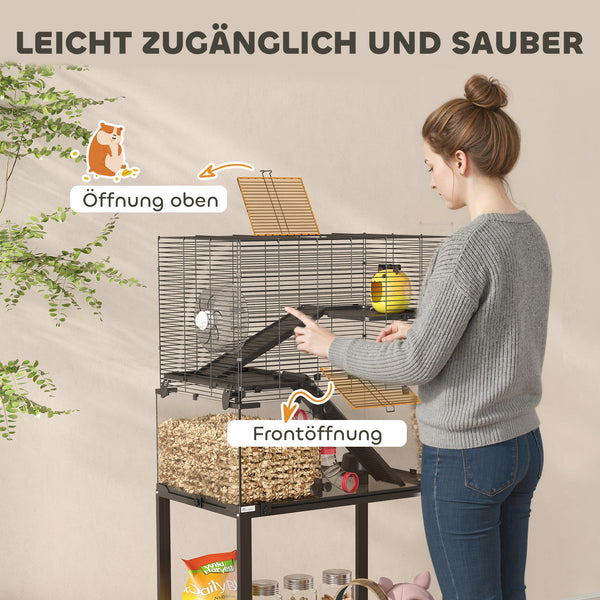 Hamsterkäfig mit 3 Ebenen und Zubehör für Kleintiere