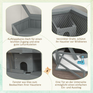Hamsterkäfig gross mit 3 Etagen aus Holz und Metall