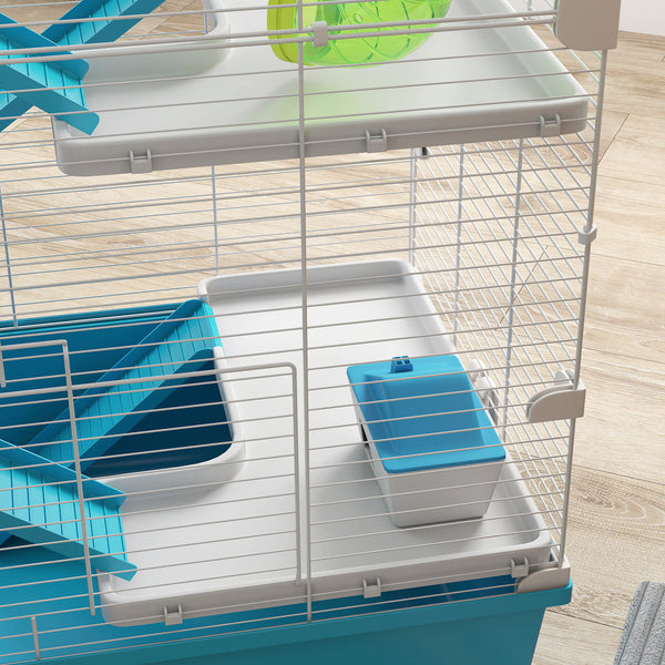 Hamsterkäfig 6-stöckig mit Röhren & Laufrad 58x36x81cm Hellblau