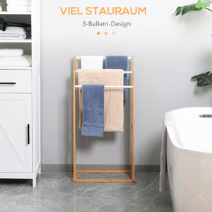 Handtuchhalter Freistehend 3 Stangen Bambus