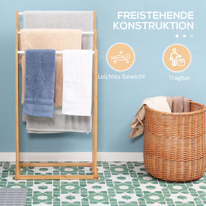 Handtuchhalter Freistehend 3 Stangen Bambus